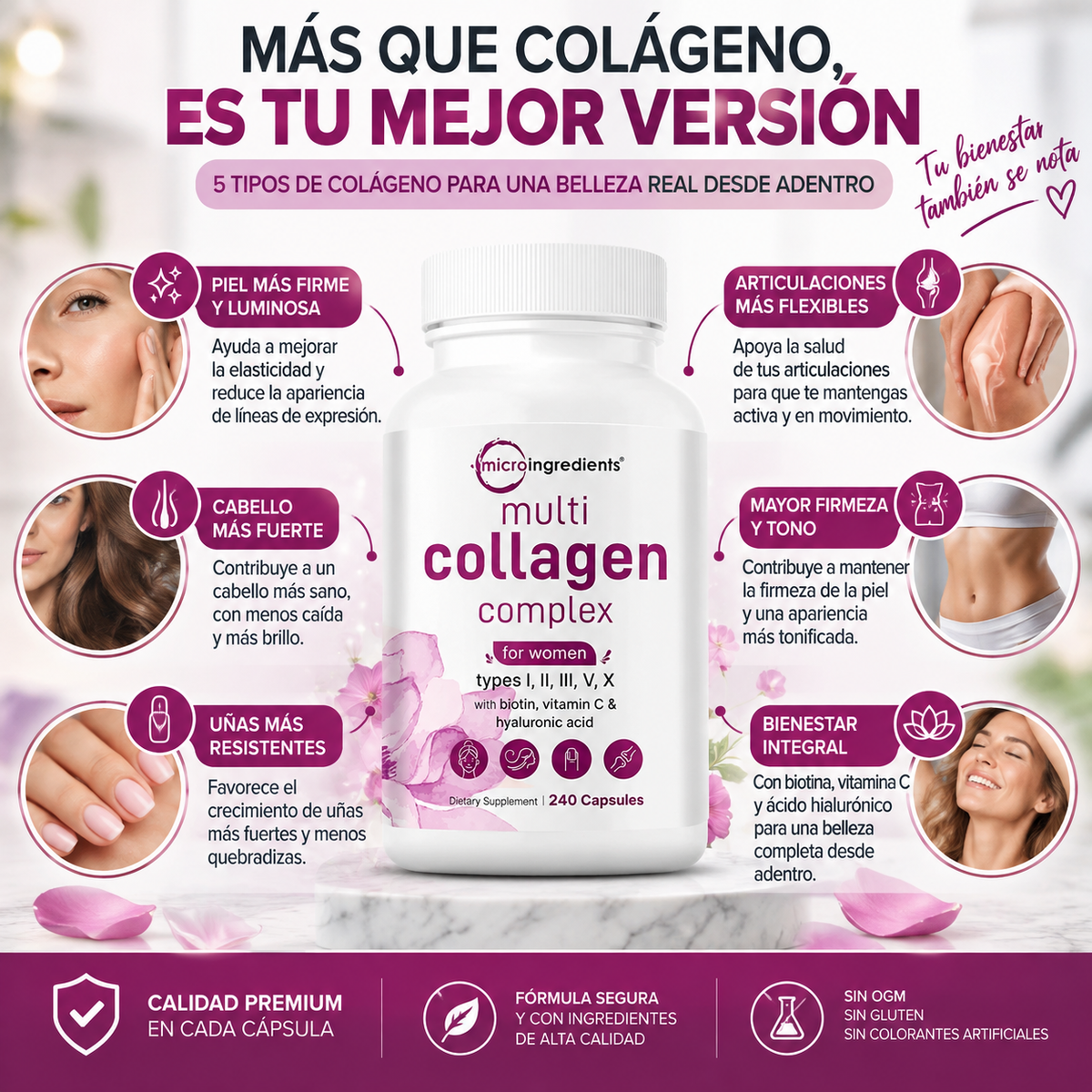 Colágeno Belleza Viva™ 5 Tipos – 240 cápsulas