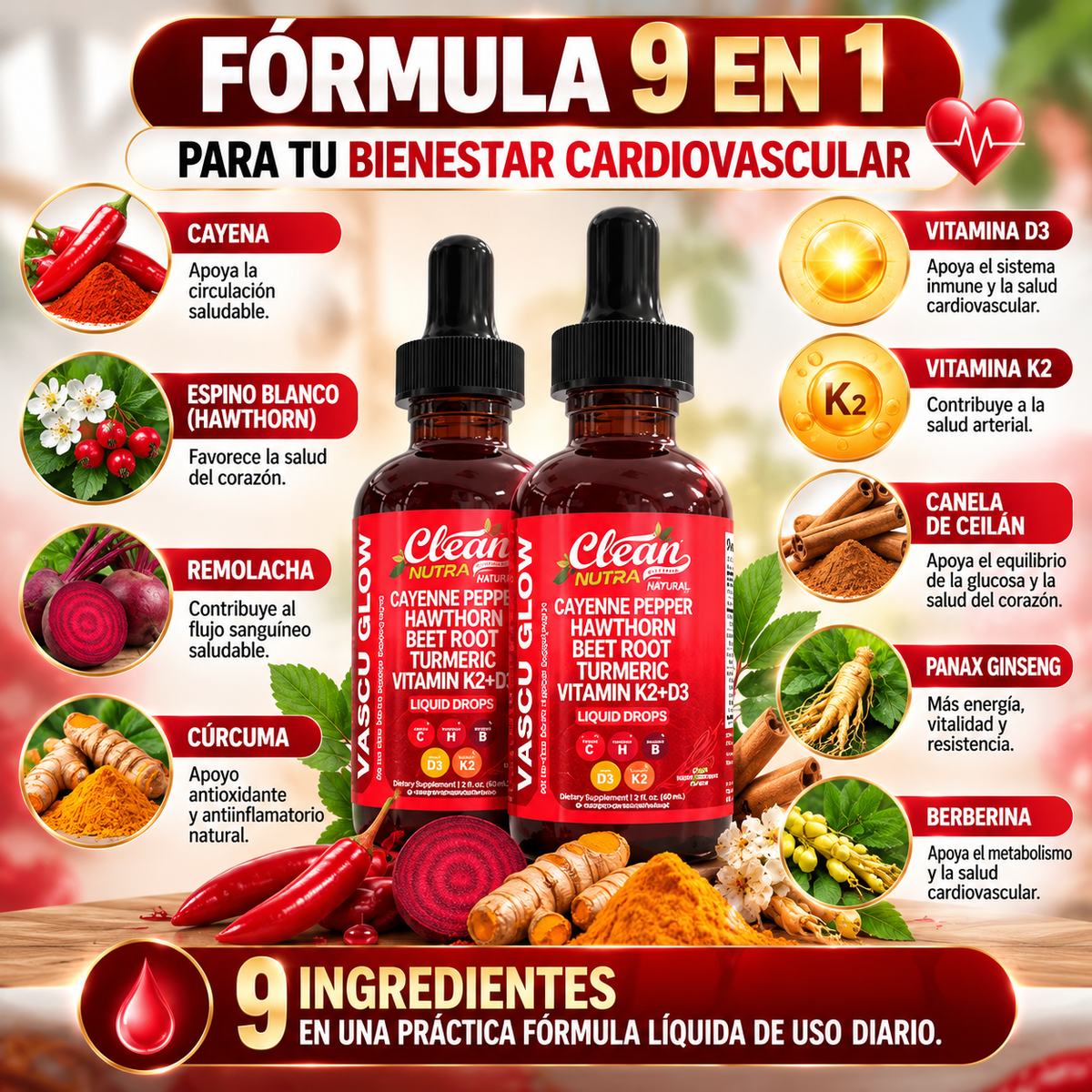 VASCU GLOW PRO™ “Equilibrio para tu presión, circulación y bienestar cardiovascular.”
