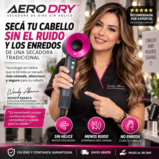 SECADORA CABELLO AERO DRY™ SIN HÉLICE · MENOS RUIDO · BOQUILLA MAGNÉTICA.