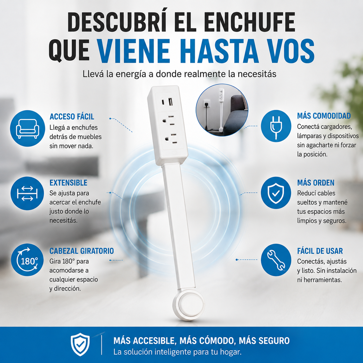 ENCHUFEFLEX™ Lo que antes era incómodo, ahora queda al alcance de tu mano.
