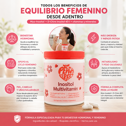 🌸 Peach Perfect Inositol Polvo Multivitamínico™ para tu equilibrio hormonal