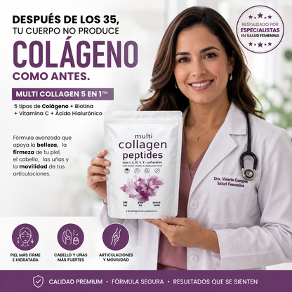 💜 MULTI COLLAGEN 5 EN 1™ Belleza & Movimiento desde adentro. Biotina + Vitamina C + Ácido Hialurónico 454gr