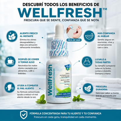 Wellfresh Gotas 30ml - Elimina el mal aliento desde la raíz
