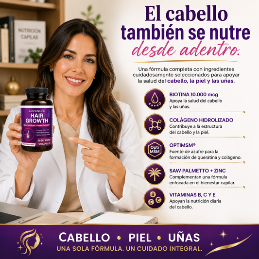 Advanced Hair Growth Fórmula Avanzada para Cabello, Piel y Uñas