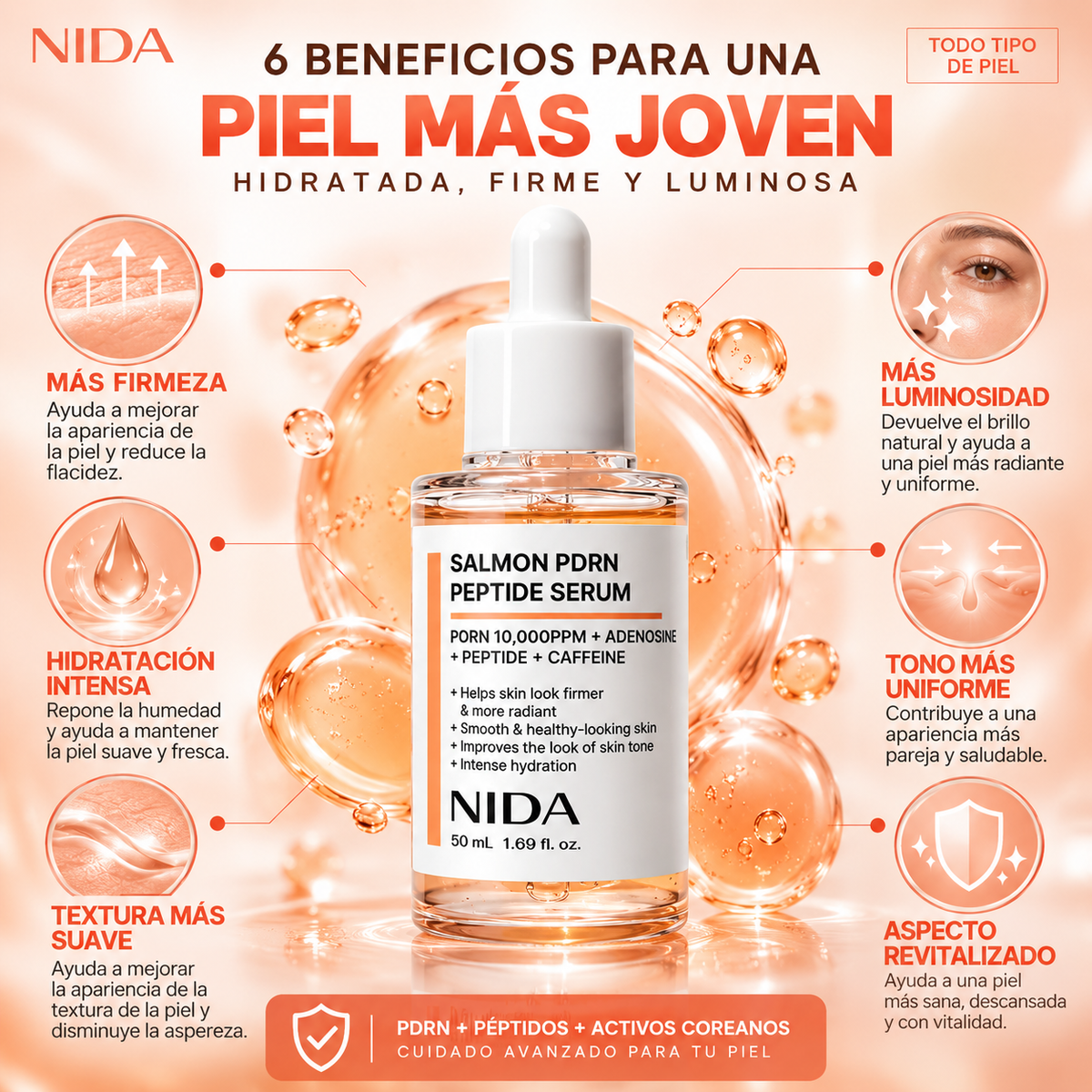 SERUM DERMA GLOW PDRN™ Hidratación, firmeza y luminosidad para una piel que se nota.