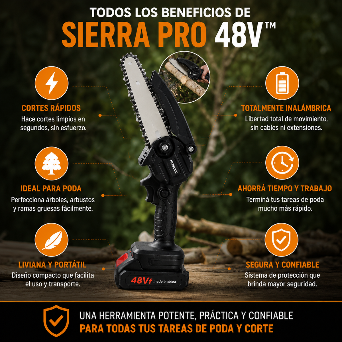 SIERRA PRO INALAMBRICA 48V™ Podá más fácil. Cortá más rápido.