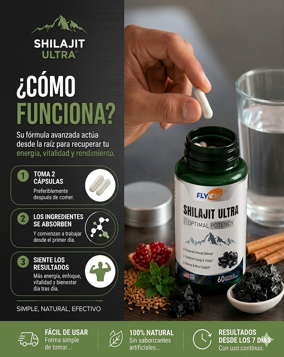 SHILAJIT ULTRA ORIGINAL® POTENCIADOR PARA LA ENERGÍA Y VITALIDAD 60 CÁPSULAS