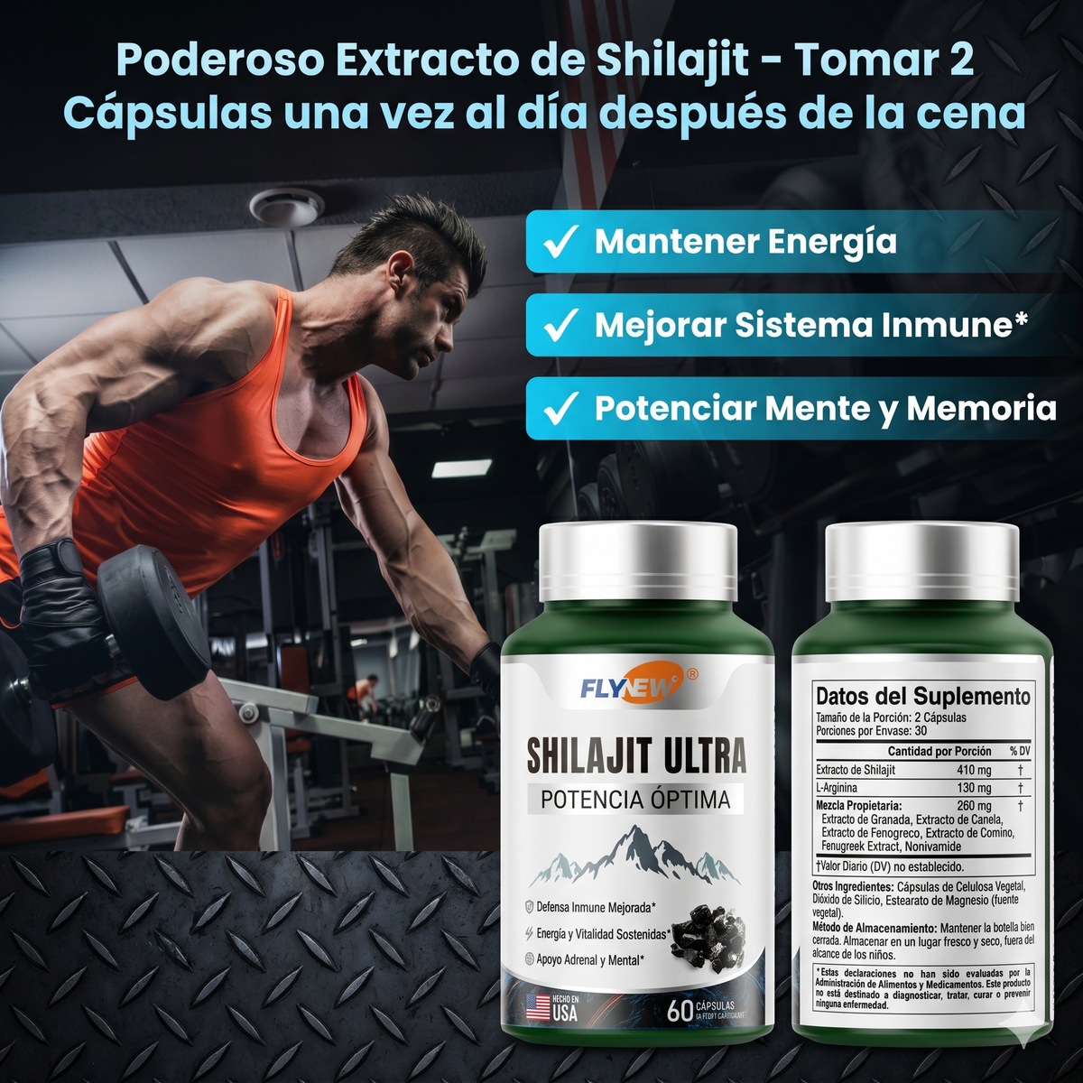 SHILAJIT ULTRA ORIGINAL® POTENCIADOR PARA LA ENERGÍA Y VITALIDAD 60 CÁPSULAS
