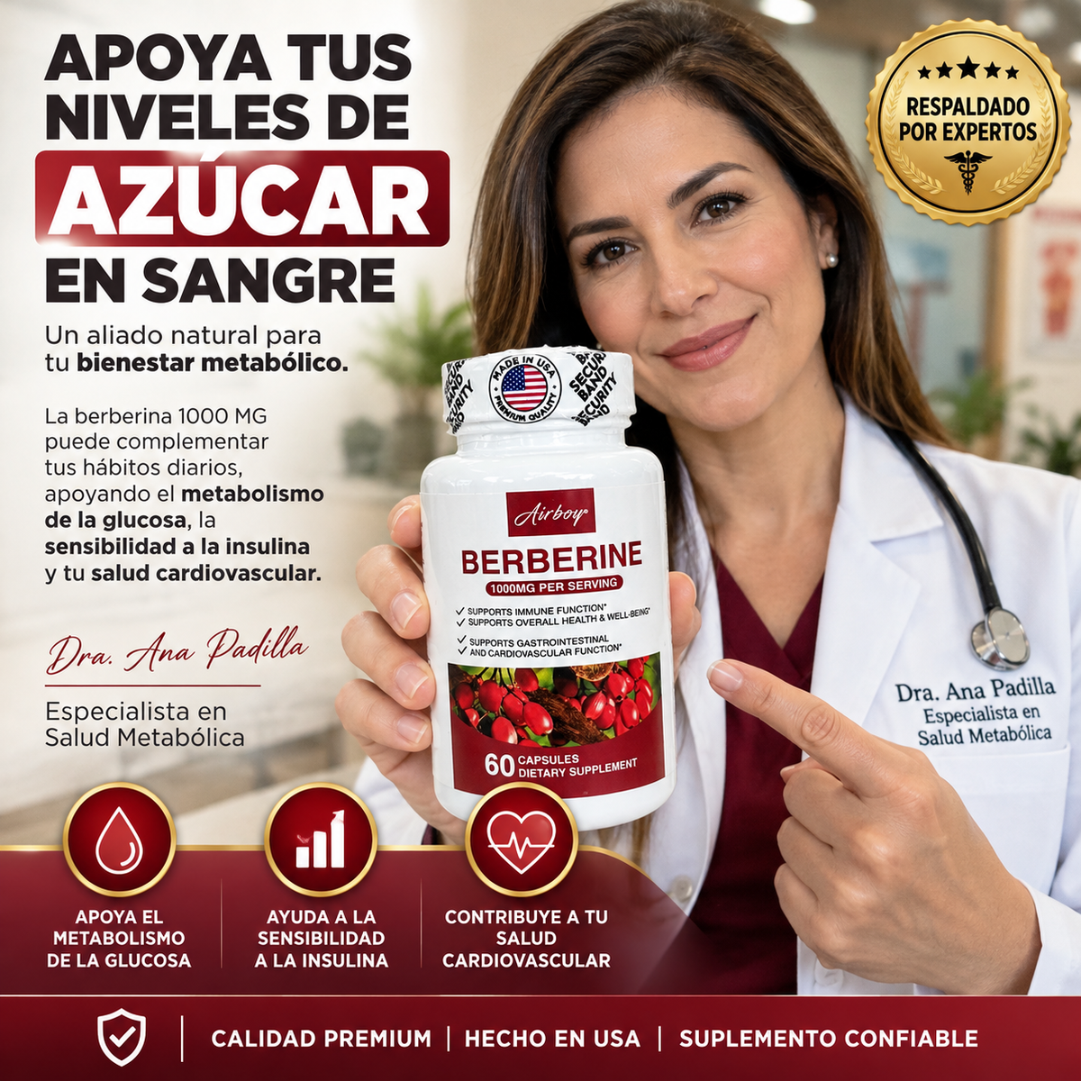 BERBERINA GLUCOBALANCE™ CUIDÁ TU AZÚCAR. CUIDÁ TU BIENESTAR. 60 cápsulas