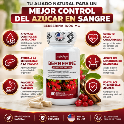 BERBERINA GLUCOBALANCE™ CUIDÁ TU AZÚCAR. CUIDÁ TU BIENESTAR. 60 cápsulas